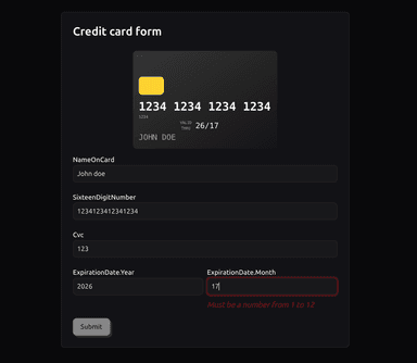 A few examples implemented with the excellent tanstack forms library