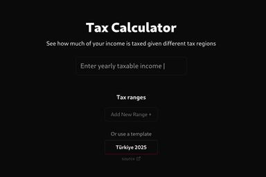 A tax calculator with support for multiple tax ranges and premade template